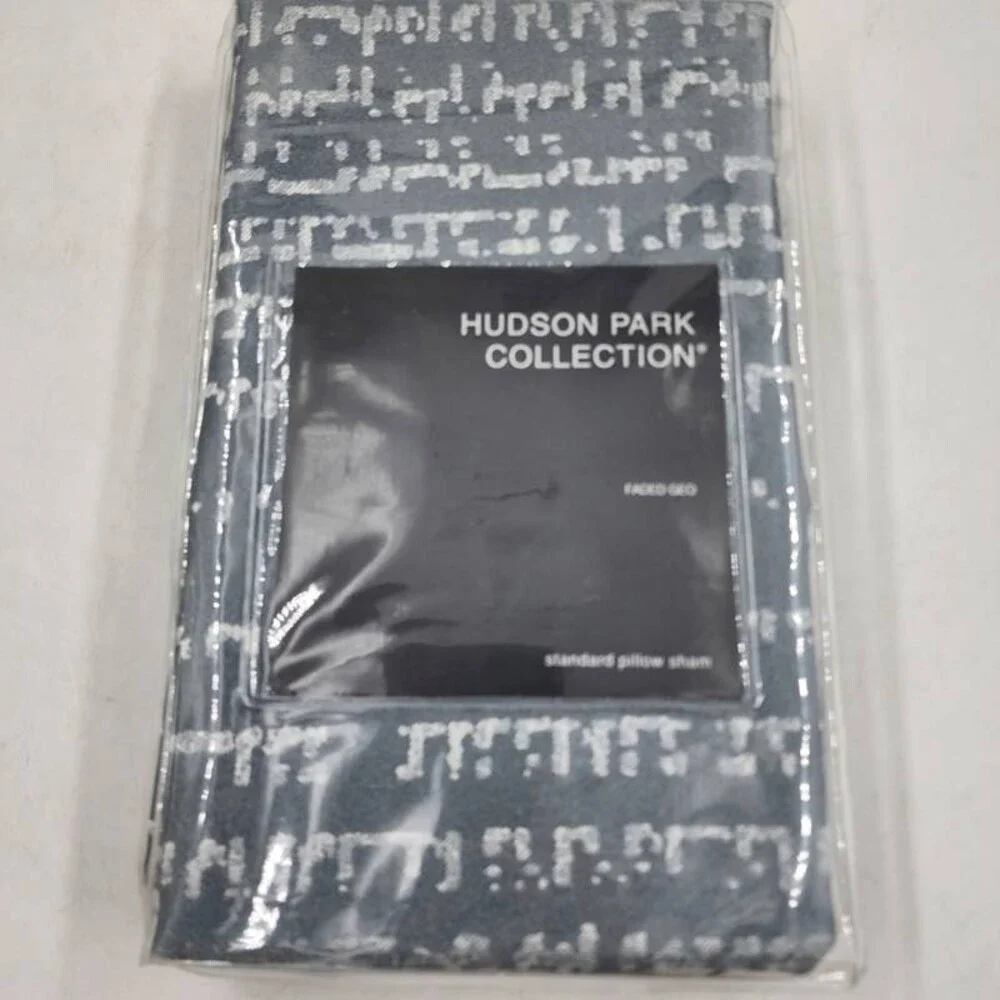 Hudson Park Collection Rayon-Blend Faded Geometric Sham Standard Slate